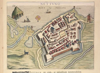 Mapa Nettuno, z Theatrum civitatum et admirandorum Italiae, Joan Blaeu, rycina