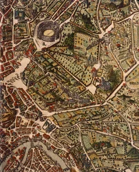 Mapa Rzymu, Joan Blaeu (1596-1673), wydruk z Theatrum Civitatum et Admirandorum Italiae, ad Aevi Vetis et Present Temporis Faciem Expressum, Włochy