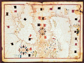 Mapa wschodniej części Morza Śródziemnego i Morza Czarnego, rękopis atlasu portolanowego z XVI wieku (rękopis)
