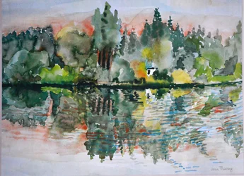 Jezioro o zachodzie słońca, Bremes les Ardres, 2000,