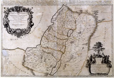 Historyczna mapa geograficzna Palestyny. Atlas Janssona