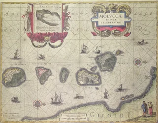 Mapa przedstawiająca Wyspy Moluckie w pobliżu Halmahera, 1640