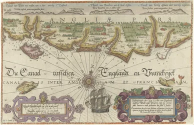 Mapa angielskiego wybrzeża między wyspą Wight i Dover Descriptionhe der zee Custen van Englandt tuschen Wicht ende Doueren (...) (tytuł na obiekcie)