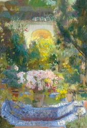 Dziedziniec Domu Sorolli - Sorolla y Bastida, Joaquin (1863-1923) - 1917 - Olej na płótnie - 95,9x64,8 - Museo Carmen Thyssen, Malaga