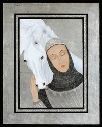 Joan Gathers Strength, 2017 (tempera jajowa i srebro na drewnie)