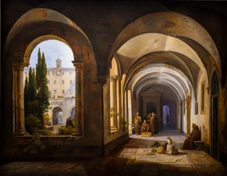 Mnisi franciszkańscy w klasztorze Santa Maria d