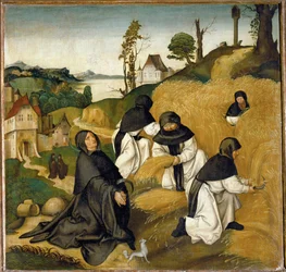 Żniwa mnichów cysterskich (tempera na drewnie)