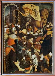 Jezus niosący krzyż (tempera na drewnie świerkowym)