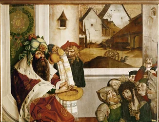 Poncjusz Piłat myjący ręce (tempera na drewnie świerkowym)