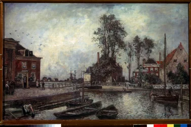 Nabrzeże kanału (nasyp kanału). Obraz Johana Bartholda Jongkinda (1819-1891)