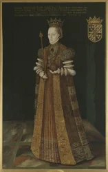 Marguerite Lejonhufvud, reine consort de Sweden, druga epoka Gustawa I Wazy - królowa Szwecji Małgorzata Leijonhufvud (1516-1551), po Uther, Johan Baptista van (czynny 1562-1597). Olej na płótnie. Wymiary: 195x121 cm. Muzeum Narodowe w Sztokholmie