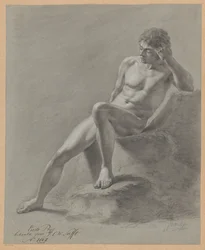 Siedzący mężczyzna nago, widok z przodu (1 nagroda 1807)