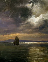 Widok Christianiafiorden, Johan Christian Clausen Dahl (1788-1857), detal, Norwegia