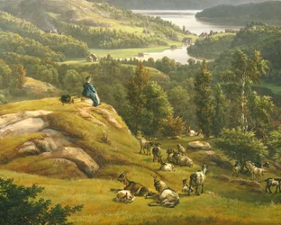 Widok na Lysenkloster w pobliżu Bergen autorstwa Johana Christiana Clausena Dahla (1788-1857), Norwegia, XIX wiek