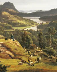 Widok Lyseklosteru koło Bergen, Norwegia, XIX wiek, detale