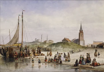 Rybacy na plaży za miastem, 1857