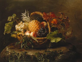 Ananas, Winogrona, Brzoskwinie i Morele w Koszu,