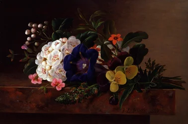 Martwa natura z wiosennych kwiatów. Obraz autorstwa Johana Laurentza Jensena (1800-1856) Kolekcja prywatna.