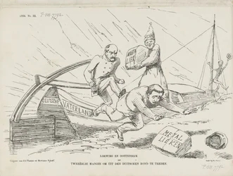 Karykatura o Bismarcku i Związku Niemieckim, 1866 Limburgia i Austria czyli dwa sposoby na opuszczenie Związku Niemieckiego (tytuł na obiekcie)