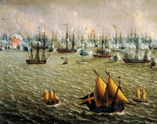 Bitwa pod Skargardem pomiędzy flotą szwedzką i rosyjską z powodu panowania Szwecji nad Finlandią, 10 lipca 1790, Johan Tietrich Schoultz (1754-1807), wojny rosyjsko-szwedzkie