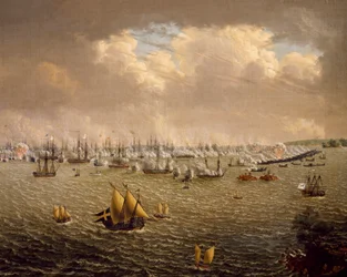Bitwa pod Skargardem pomiędzy flotą szwedzką i rosyjską z powodu panowania Szwecji nad Finlandią, 10 lipca 1790, Johan Tietrich Schoultz (1754-1807), wojny rosyjsko-szwedzkie