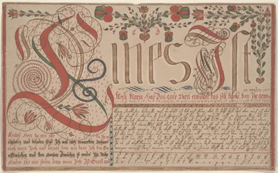 Ćwiczenie pisania Vorschrift dla Esther Hadmänn, Fraktur Malowanie piórem i atramentem z toaletą na papierze
