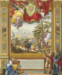 Oblężenie Mons przez wojska alianckie w 1709 r., początek XVIII wieku.