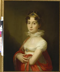 Marie Louise de Habsbourg-Lorraine-Este (Habsbourg Lorraine Este) - młodzieńczy portret cesarzowej Marii Ludovicy (1787-1816) z diademem autorstwa Lampiego, Johanna-Baptysty von Starszego (1751-1830). Olej na płótnie, format: 79x63, , Kolekcja prywatna