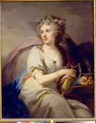 Portret księżniczki Ekateriny Fiodorovnej Dolgorukova (Dolgorukova) (1769-1849) w Hebe. Obraz Johann Baptist von Lampi pachwina (1751-1830), olej na płótnie. sztuka austriacka