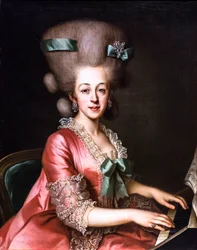 Portret damy grającej na klawesynie, ostatnia ćwierć XVIII wieku (olej na płótnie)