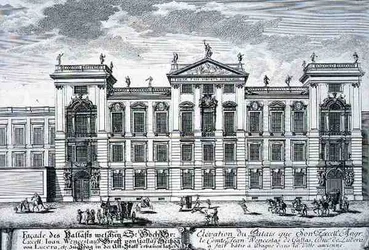 Pałac hrabiego Jana Wacława, Praga, z "Projektu architektury historycznej", ryciny Johanna Adama Delsenbacha (1687-1765) 1721 (grafika)