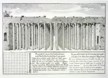 Cysterna pod hipodromem, Konstantynopol, Turcja, z „Projekt architektury historycznej”, 1721