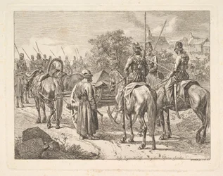 Kozacy eskortujący pułkowy Cassone, 1815.