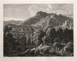 Krajobraz heroiczny: Krajobraz z miastem i rzeką, 1799.