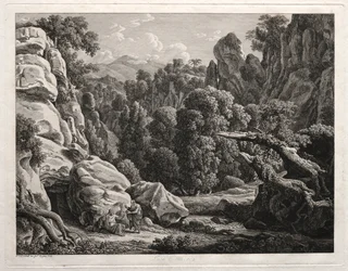 Krajobraz heroiczny: Krajobraz z kuszeniem Chrystusa, 1799.