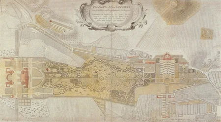 Plan fryderycjańskiego parku Sanssouci w Poczdamie, 1772 r.