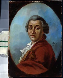 Portrait du poete Alexander Sumarokov (1717-1777) (Portret poety Aleksandra Sumarokov). Obraz Johanna Friedricha Augusta Tischbeina (1750-1812). Huile sur toile