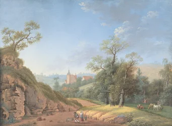 Rodzina chłopska w krajobrazie, koniec XVIII-XIX w.