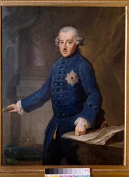 Portret pruskiego Fryderyka II (1712-1786) Król pruski Fryderyk II pruski zwany Fryderykiem Wielkim był oświeconym despotą niosącym ideały Stulecia Światła. Obraz Johana Ziesenisa (1716-1776). 1769. Frankfurt. Mus historyczny