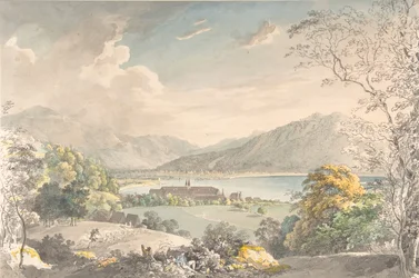 Widok klasztoru w Tegernsee od strony płn-wsch, koniec XVIII-poł. XIX wieku.