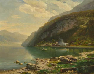 Johann Gottfried Steffan nad jeziorem Brienz c1883