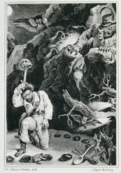 Scena z opery „Der Freischutz” Carla Marii von Webera (1786-1826) litografia Adama et Hosteina