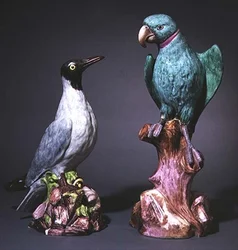 Augustus Rex Meissen figurki rybitwy i papugi (porcelana)