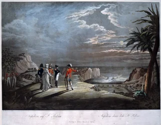 Napoleon Bonaparte na wyspie Świętej Heleny - Rugendas, Johann Lorenz, młodszy (1775-1826) - Aquatint - 47x58 - Kolekcja prywatna