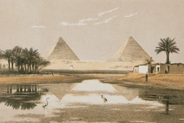 Piramidy w Gizie. Akwaforta Bernatza et alii - Steinkopk J.F. Editore