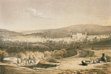 Widok na Betlejem. Akwaforta Bernatza et alii - Steinkopk J.F. Editore