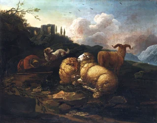 Johann Melchior Roos Owce i pasterz