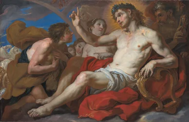 Apollo udzielający Phaetonowi pozwolenia na prowadzenie rydwanu słońca, ok. 1690-95 (olej na płótnie)