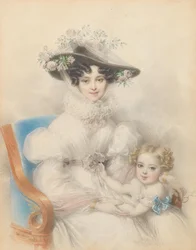 Księżniczka Henrietta z Nassau-Weilburg 1797-1829 z córką Marią, 1829.