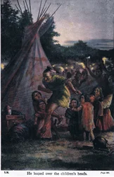 Przeskoczył nad głowami dzieci, 1910